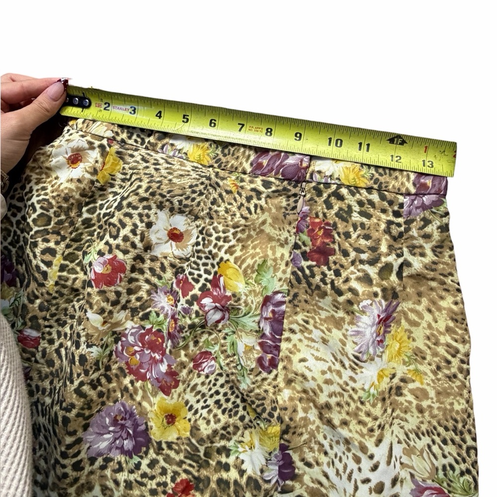 Y2K Joseph Ribkoff Leopard & Floral Tiered Skirt in Yellow - Picture 5 of 5
